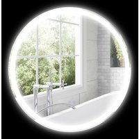 kleankin Miroir rond lumineux LED de salle de bain Ø 60 cm mural avec éclairage 3 couleurs interrupteur tactile 29W blanc argent
