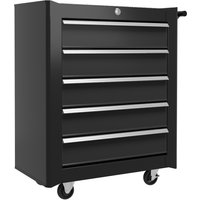 Read more about Homcom Cold Rolled Steel 5-drawer Rolling Tool Storage Cabinet Tool Chest Black Aosom Uk
