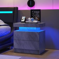 Versatile Bedside Table Adjustable LED Lights 2 Drawers Modern Nightstand Bedroom Living Room x 35W x cm Aosom.UK