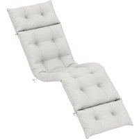 Outsunny Coussin bain de soleil épais coussin chaise longue 190 x 56 x 10 cm, UPF20+, matelas transat six attaches, gris clair