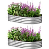 Outsunny Lot de 2 jardinières surélevées galvanisées en acier kit de lits de jardin bordure caoutchouc 152 x 91 x 30 cm argent