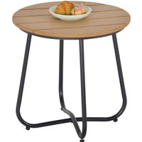 Outsunny Petite table basse ronde, cadre en acier, table de jardin pour balcon, balcon, terrasse, salon, Ø49 x 48H cm, marron