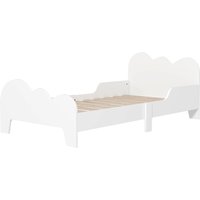 AIYAPLAY Kinderbett Bodenbett 70x140 cm mit Sicherheitsbarriere, Lattenrost inklusive und Wolken-Dekorationen, Bettrahmen für Jungen und Mädchen von 3 bis 8 Jahren - Weiß Aosom