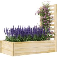 Outsunny Quadratischer Blumenkasten aus Holz mit Rankgitter Maße 115L x 60B x 110H cm Naturholz aus Tannenholz Aosom