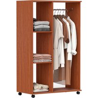 HOMCOM HOMCOM Kleiderschrank auf Rollen, mobile Garderobe, 1 Kleiderstange, 3 Regale, Garderobenschrank für Flur, Schlafzimmer, 80 x 40 x 128 cm, Walnussbraun Aosom