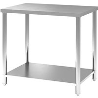 HOMCOM Arbeitstisch aus Edelstahl, Küchentisch, 2 Regale, Arbeitsplatte für Küche, Garage, Garten, 90 x 60 x 86 cm, silber Aosom