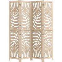 HOMCOM Innenraum Paravent aus Holz 4 Paneele 160 x 170 cm, faltbar und tragbar, Blattmuster, abnehmbares Design, Naturholz Aosom