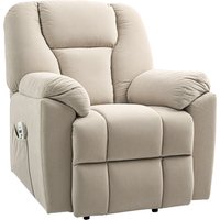 HOMCOM Relaxsessel mit Massagefunktion und Heizung, elektrischer Relaxsessel mit verstellbarer Rückenlehne, USB-Anschlüssen, Fernbedienung, Relaxstuhl für Senioren, Beige Aosom
