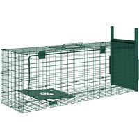Outsunny Lebendfalle aus Stahl mit 1 Eingang für Ratten und Mäuse Maße 80L x 25B x 30H cm dunkelgrün Aosom