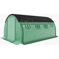 Outsunny Tunnel de film en polytunnel de 4 x 3 x 2 m avec filet pare-soleil, parois latérales enroulables, couverture en plastique, cadre en acier, vert