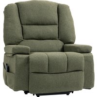 HOMCOM Elektrischer Aufstehmassagestuhl, elektrischer Relaxsessel, mit Massage- und Heizfunktion, verstellbarer Neigung, Fußstütze, 2 Fernbedienungen, Grün, 89L x 90B x 102H cm Aosom