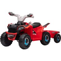 HOMCOM Quad électrique pour enfants avec remorque, 2,5 km/h, autonomie de 50 minutes, pour 1,5 à 3 ans, jusqu'à 25 kg, Rouge