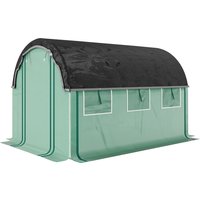 Outsunny 3 x 2 x 2 m Serre Tunnel en Polytunnel avec Filet Pare-Soleil, Parois Latérales Enroulables, Couverture en Plastique, Cadre en Acier, Vert