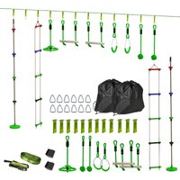 AIYAPLAY Ensemble de corde d'escalade, Kit de corde pour enfants, différentes possibilités de grimper et de glisser, sac de transport, Vert