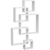 HOMCOM Etagère murale flottante, 5 étagères, bois massif, Blanc