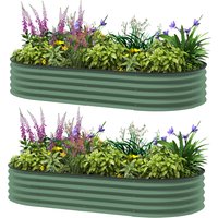 Outsunny Ensemble de 2 bacs surélevés pour le jardin, jardinières extérieures à fond ouvert, bordure en caoutchouc, métal, 181 x 93 x 30 cm, Vert