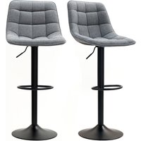 HOMCOM Tabouret de bar moderne, lot de 2 tabourets de bar pivotants avec dossier, réglables en hauteur, avec repose-pieds, rembourrés, Gris foncé