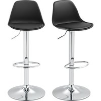 HOMCOM Ensemble de 2 Tabourets de Bar, Chaises de Bar, Chaises Pivotantes avec Dossier, Réglables en Hauteur, Capacité de Charge 120 kg, 42 x 38 x 82-104 cm, Noir
