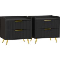 HOMCOM Elegant Two-Drawer Bedside Table Set of 2 - Black