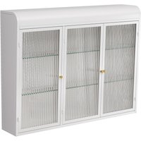 Armoire murale à 3 portes en verre avec design voûté,espace de rangement polyvalent, pour cuisine, salon et salle de bain, 90×20×70 cm,Blanc