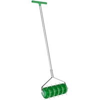 Outsunny Rolling Lawn Aerator, Manual Grass Spike Roller, Heavy Duty Garden Aerator with 3 Piece Detachable Handle and T-bar Grip, Outdoor Garden Lawn Tool, Dark Green| Aosom Ireland
