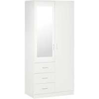 Read more about Homcom Mirror Wardrobe With 2 Doors- Adjustable Shelf- 3 Drawers- Home Storage- 80w X 50d X 180h Cm- White