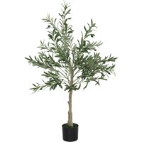 HOMCOM Olivier artificiel 120 cm plante artificielle intérieur, fausse plante décoration pour maison, bureau, salon, chambre