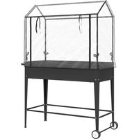 Outsunny Carré potager sur pieds avec bâche en PVC jardinière surélevée avec roues trou de drainage 100 x 45 x 152 cm noir