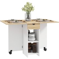 HOMCOM Table à manger pliante table de cuisine extensible pour 2 à 4 personnes 2 abattants 120 x 72 x 75 cm chêne