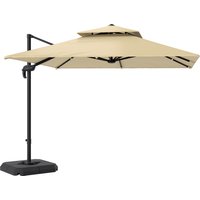 2.7 x 2.7 Cantilever Parasol Aluminium Frame Crank Tilt 360° Rotation Double Top Garden Umbrella Base Cover