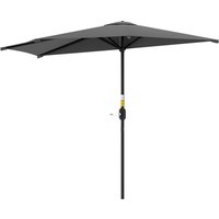 3 Half Parasol Semi Round Umbrella Metal Frame Crank Handle Balcony Garden Dark Grey