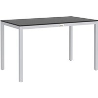Garden Table 4 6 120 x 70 cm Outdoor Dining Table Rust Resistant Aluminium Frame Easy Maintenance Slatted Top Patio Terrace Balcony
