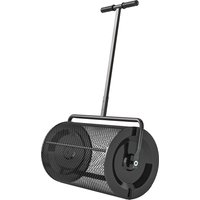 Outsunny Épandeur à compost 300 L épandeur de gazon avec poignée en T rouleau en treillis métallique 70 x 40 x 112 cm noir