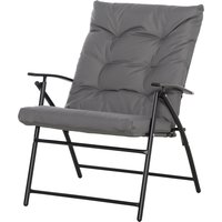 Outsunny Chaise de camping chaise de pêche pliante et portable, dossier haut, coussin rembourré et amovible 65 x 65 x 94 cm, gris