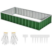Outsunny Carré potager de jardin modulable, montage sans outils, gants fournis 174 x 90 x 30 cm acier galvanisé vert