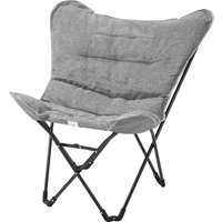 Outsunny Chaise de camping chaise de plage pliable assise large et rembourrée pliante pour pêche 88 x 74 x 84 cm gris clair