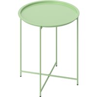 Aosom Outsunny Petite table basse ronde table dappoint plateau amovible avec bord relevé pieds pliables en acier Ø 46 x 50 cm vert