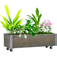 Outsunny Jardinière en bois rectangulaire bois massif sapin dim. 96L x 30,6l x 30H cm gris clair