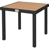Outsunny Table à manger de jardin pour 4 personnes, en aluminium, 78 x 78 x 74 cm, couleur aspect bois naturel