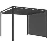 3 x 3 Garden Pergola Retractable Roof Canopy Roller Shade Aluminium Pergola Kit Gazebo UPF30+ Sun Shade Shelter Deck Porch Dark Grey