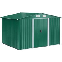 Outsunny Abrigo de Jardim 258x206x178cm 5,3m² Portas de Correr e Ventilação Verde Armário de Jardim Aço Galvanizado com Ventilação Aosom Portugal