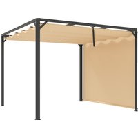 3x3m Aluminium Garden Pergola Retractable Roof & Side Wall Panel Rust Resistant Outdoor Patio Canopy Aosom UK