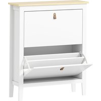 HOMCOM Modern Two-Drawer Shoe Cabinet - White