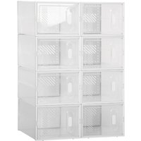 HOMCOM Schuhschrank DIY Steckregal mit 8 Fächern, rechteckige Schuhablage, Kunststoff, Transparent, 25x35x19cm Aosom