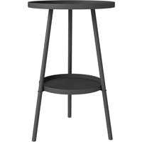 Outsunny Petite table d'appoint ronde à 2 niveaux table de jardin pour terrasse salon balcon en métal Ø 32 x 51 cm noir
