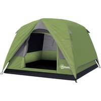 Outsunny Tente de camping 2-4 personnes, tente dôme familiale imperméable, avec fenêtres, poche, sac de transport vert olive