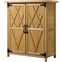 Outsunny Abri de jardin armoire de jardin 3 étagères 2 portes toit bitumé étanche bois sapin 75 x 40 x 90 cm jaune