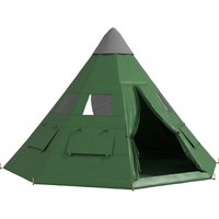 Outsunny 6 Men Tipi Tent with Carry Bag - Green | Aosom Ireland