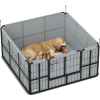 PawHut Parco di Parto per Cani Cuccia per Cani con Porta Tappeto di Pulizia Lavabile 122 x 122 x 60 cm nero