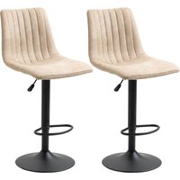 HOMCOM Tabourets de Bar Set 2 Pièces à Hauteur Réglable, en Acier et Polyester, 47.5x57.5x95-116 cm, Marron